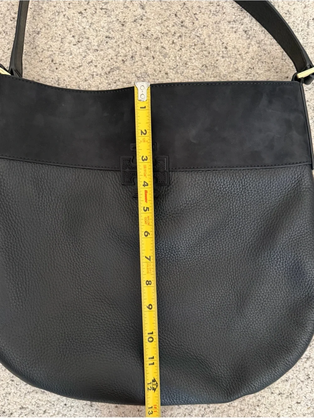 Like New!! Tory Burch Black Leather Shoulder Bag with Logo Accent